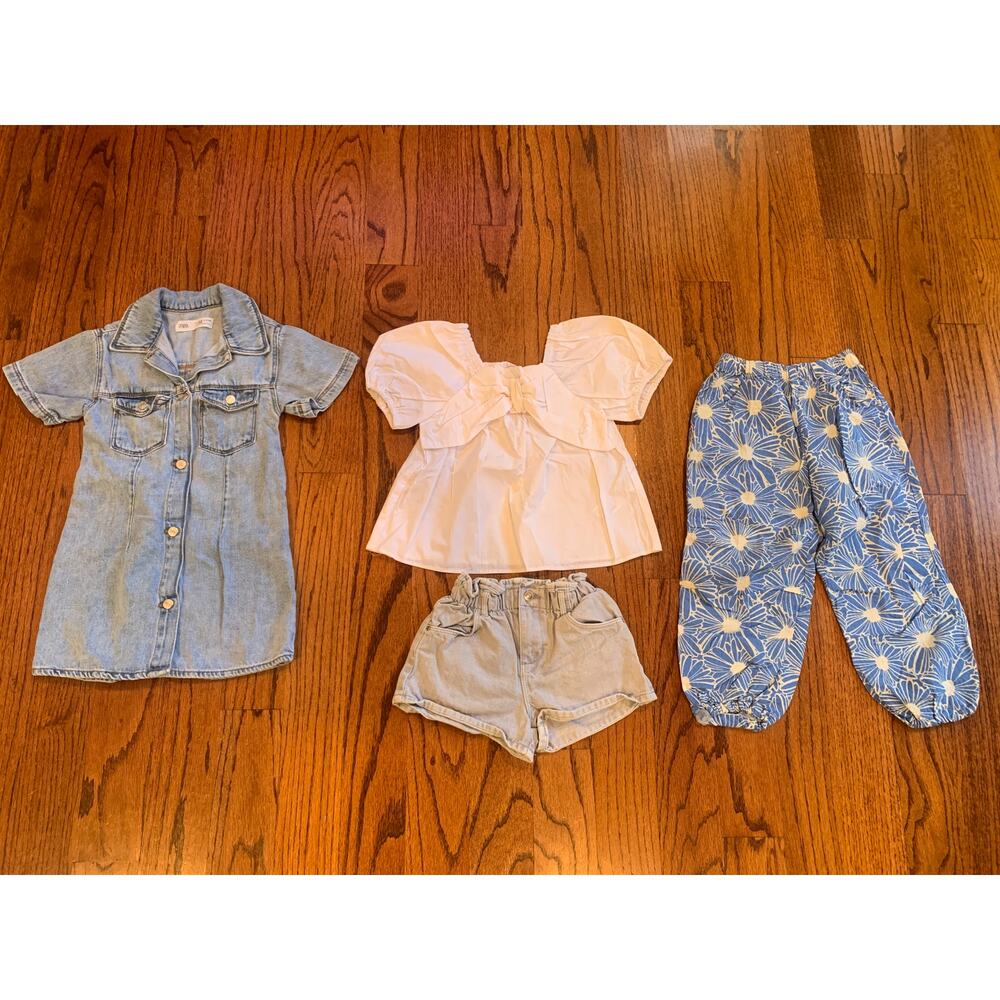 Zara Girls Spring Summer Denim Dress, Shorts, Pants, Top Lot (4) | 4-5 years